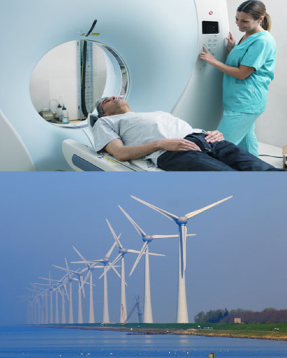 CT scan and wind turbines